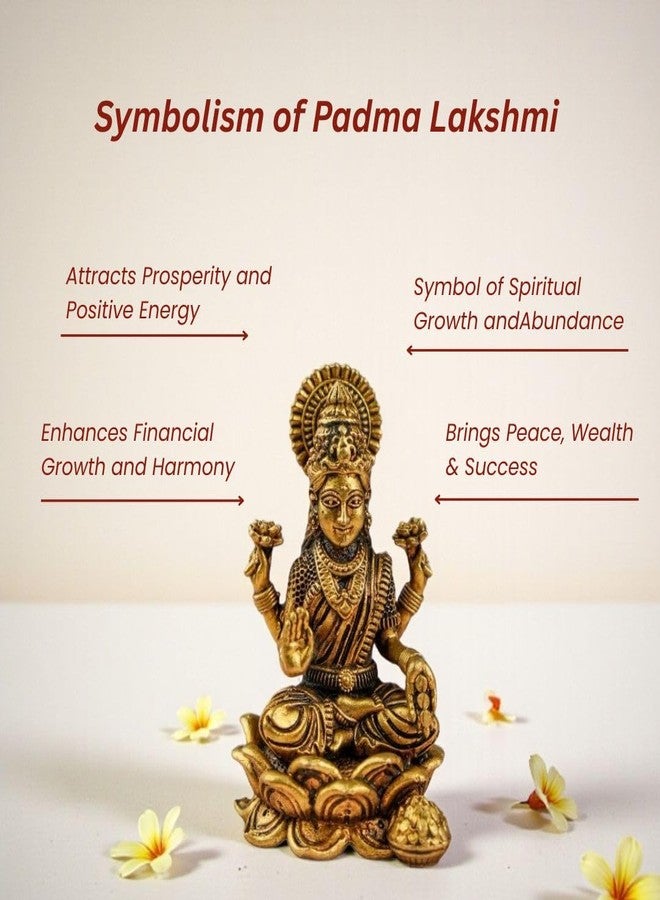 RITUALISTIC Pure Brass Laxmi Idol - 2 inch Height | Divine God Idols for Home Décor | Car Dashboard Decoration Item | Corporate Gifting | Diwali Gift for Housewarming, Festivals & Pooja | Handcrafted - Image 3